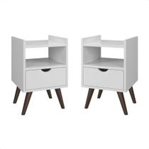 Kit 2 Mesa De Cabeceira Estilo Retro Com Nichos Alice