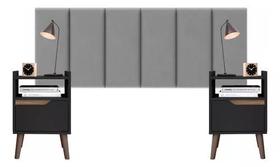 Kit 2 Mesa de Cabeceira Gabriela P/ Quarto - Preto + Cabeceira Dubai 1,40 Cinza Kit 2 Mesa de Cabeceira Gabriela P/ Quarto - Preto + Cabeceira Dubai 1,40 Cinza