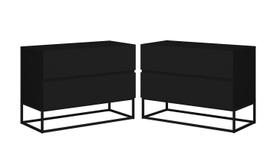Kit 2 mesa de cabeceira industrial com gaveta eros 60cm para quarto cama casal /queen base preto