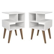 Kit 2 Mesa de Cabeceira mesa de cabeceira Compacto, Moderno e Funcional para Quarto