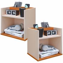 Kit 2 Mesa de Cabeceira Mini Cômoda Mesinha Lateral Cama Quarto Nicho Decoração Madri Offwhite/Cinamomo Kit 2 Mesa de Cabeceira Mini Cômoda Mesinha Lateral Cama Quarto Nicho Decoração Madri Offwhite/Cinamomo