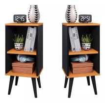 Kit 2 Mesa de Cabeceira Mini Cômoda Mesinha Lateral Cama Quarto Prateleira e Nichos Decoração Charme