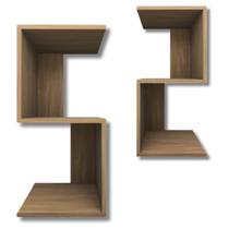 Kit 2 Mesa de cabeceira Multiuso Nicho em "S" 30x30x65cm Madeirado