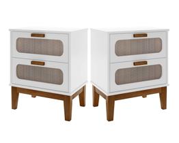 kit 2 mesa de cabeceira para quarto cama casal estilo vintage Santorini 45cm com 2 gavetas modernas kit 2 mesa de cabeceira para quarto cama casal estilo vintage Santorini 45cm com 2 gavetas modernas