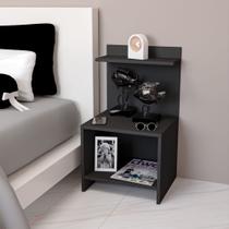 Kit 2 Mesa De Cabeceira Preto Resistente Compacta Nicho Mdf Elegante