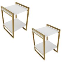 Kit 2 Mesa de Cabeceira Quarto Base em Aço 40cm c/Prateleira - Kit 2 Mesa de Cabeceira Quarto Base em Aço 40cm c/Prateleira -