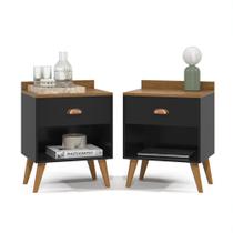 Kit 2 Mesa de Cabeceira Quarto Mesinha Apoio Lateral Cama Box Casal Estilo Decoração Retrô Pérola 1 Gaveta Preto/Freijó Kit 2 Mesa de Cabeceira Quarto Mesinha Apoio Lateral Cama Box Casal Estilo Decoração Retrô Pérola 1 Gaveta Preto/Freijó