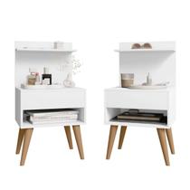 kit 2 Mesa De Cabeceira retro Alta 74cm Com 1 Gaveta Nicho Casal Kit 2 Para Cama Box Organizador