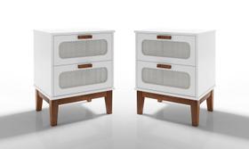 Kit 2 Mesa de Cabeceira Santorini 45cm Pés de Madeira Para Quarto Cor:Branco Kit 2 Mesa de Cabeceira Santorini 45cm Pés de Madeira Para Quarto Cor:Branco