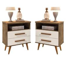 Kit 2 mesa de cabeceiras aiice 2 gav- jequitiba/off white