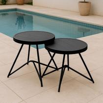 Kit 2 Mesa de Centro Redonda Línea Alumínio Ripado para Area Externa de Piscina Kit 2 Mesa de Centro Redonda Línea Alumínio Ripado para Area Externa de Piscina