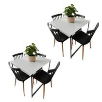 Kit 2 Mesa de Jantar Branca Estilo Industrial, Compacta e Ideal para 4 Pessoas Conforto e Beleza