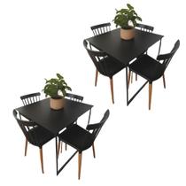 Kit 2 Mesa de Jantar Preta Compacta e Sofisticada, Ideal para 4 Pessoas