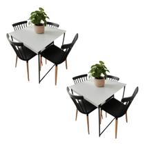 Kit 2 Mesa de Jantar Quadrada em Carvalho Amadeirado Para 4 Pessoas, Estilo Industrial e Sofisticação na Sua Cozinha