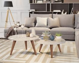 Kit 2 Mesa Yumi 45cm Redonda Pé Palito 30cm E 25cm Tripé