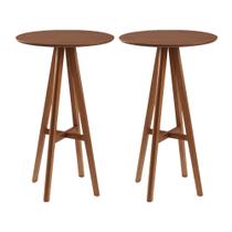 Kit 2 Mesas Bistrô Alta Redonda Sila Base Madeira Maciça Imbuia Kit 2 Mesas Bistrô Alta Redonda Sila Base Madeira Maciça Imbuia