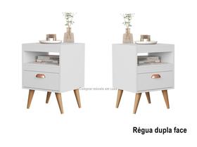 Kit 2 Mesas Cabeceira 1 Gaveta Lais Pés Palito Cor: Branco /
