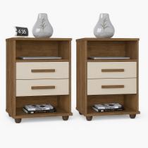 Kit 2 Mesas Cabeceira Cielo Gaveta MDP Moderna Quarto Closet mesa de cabeceira Cama Casal Solteiro