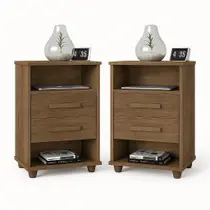 Kit 2 Mesas Cabeceira Cielo Gaveta MDP Moderna Quarto Closet mesa de cabeceira Cama Casal Solteiro