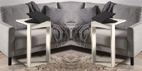 Kit 2 Mesas Cabeceira De Canto Par Mdf Off White 65cm Altura