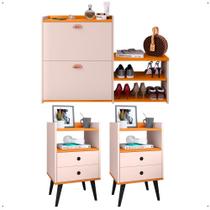 Kit 2 Mesas Cabeceira Dream Mesinha Lateral Cama Sapateira Vertical Milano Banquinho Organizador Quarto Off White/Cinamomo - Lojas RPM Kit 2 Mesas Cabeceira Dream Mesinha Lateral Cama Sapateira Vertical Milano Banquinho Organizador Quarto Off White/Cinamomo - Lojas RPM