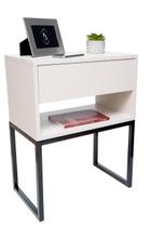 Kit 2 Mesas Cabeceira Industrial Off White 30cm Base Preta Kit 2 Mesas Cabeceira Industrial Off White 30cm Base Preta