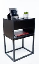 Kit 2 Mesas Cabeceira Industrial Preto 50cm Base Preta Kit 2 Mesas Cabeceira Industrial Preto 50cm Base Preta