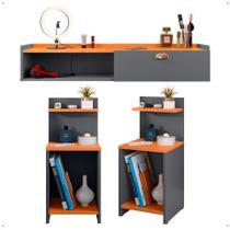 Kit 2 Mesas Cabeceira Mesinha Lateral Fantasy Cinza/Cinamomo Penteadeira Suspensa Camarim Decor Puxador Concha Quarto - Lojas RPM Kit 2 Mesas Cabeceira Mesinha Lateral Fantasy Cinza/Cinamomo Penteadeira Suspensa Camarim Decor Puxador Concha Quarto - Lojas RPM