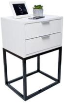 Kit 2 Mesas Cabeceira Off White Industrial 40Cm 2 Gavetas