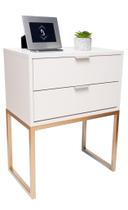 Kit 2 Mesas Cabeceira Off White Industrial Eco 40Cm 2