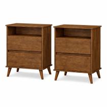 Kit 2 Mesas Cabeceira Ônix Gaveta Nicho Estilo Retrô Moderno Quarto Cama Casal Solteiro