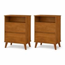 Kit 2 Mesas Cabeceira Ônix Gaveta Nicho Estilo Retrô Moderno Quarto Cama Casal Solteiro