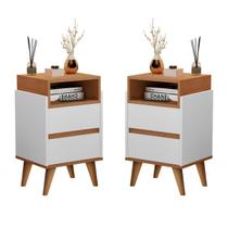 Kit 2 Mesas Cabeceira Pés Palito 2 Gavetas Verona Plus Kit 2 Mesas Cabeceira Pés Palito 2 Gavetas Verona Plus