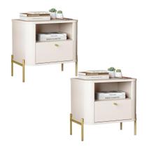 Kit 2 Mesas Cabeceira Quarto Tucupí Slim 1 Gaveta Pés Metal