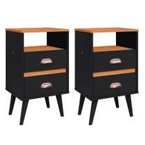 Kit 2 Mesas Cabeceira Retrô Mesinhas Gavetas Organizadoras Puxador Concha e Nicho Decorativo Canto Cama Quarto Casal Classic New - RPM Kit 2 Mesas Cabeceira Retrô Mesinhas Gavetas Organizadoras Puxador Concha e Nicho Decorativo Canto Cama Quarto Casal Classic New - RPM