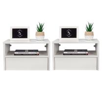 Kit 2 Mesas Cabeceira Suspensa 40Cm Gaveta Embaixo 100% Mdf Kit 2 Mesas Cabeceira Suspensa 40Cm Gaveta Embaixo 100% Mdf