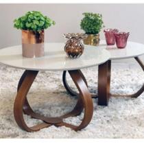 Kit 2 Mesas Centro Base Cebola Com Tampo De Vidro Branca Kit 2 Mesas Centro Base Cebola Com Tampo De Vidro Branca