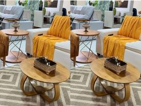 Kit 2 Mesas Centro Base Cebola Com Tampo Laminados