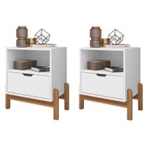 Kit 2 Mesas De Cabeceira 1 Gaveta 004015 Branco Dcasa Branco Kit 2 Mesas De Cabeceira 1 Gaveta 004015 Branco Dcasa Branco