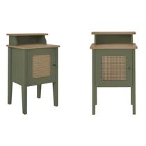 Kit 2 Mesas de Cabeceira 100% Mdf Porta Reversível Detalhes Curvos