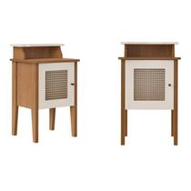 Kit 2 Mesas de Cabeceira 100% Mdf Porta Reversível Detalhes Curvos