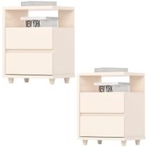 Kit 2 Mesas De Cabeceira 2 Gavetas 48 Cm Campeche Henn.