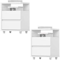 Kit 2 Mesas De Cabeceira 2 Gavetas 48 Cm Campeche Henn