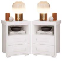Kit 2 Mesas de Cabeceira 2 Gavetas em MDF Toquio
