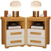 Kit 2 Mesas de Cabeceira 2 Gavetas em MDF Toquio