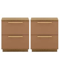 Kit 2 Mesas De Cabeceira 2 Gavetas Mdp Debai Nature/camarim Kit 2 Mesas De Cabeceira 2 Gavetas Mdp Debai Nature/camarim