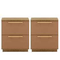 Kit 2 Mesas de Cabeceira 2 Gavetas MDP Debai Kit 2 Mesas de Cabeceira 2 Gavetas MDP Debai