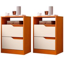 Kit 2 Mesas de Cabeceira 2 Gavetas Sara Flex