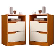 Kit 2 Mesas De Cabeceira 2 Gavetas Sara Flex Cinamomo-off White