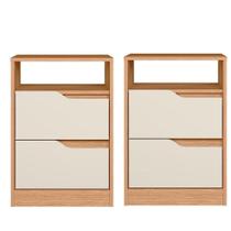 Kit 2 Mesas de Cabeceira 2 Gavetas Sara Freijo Off White